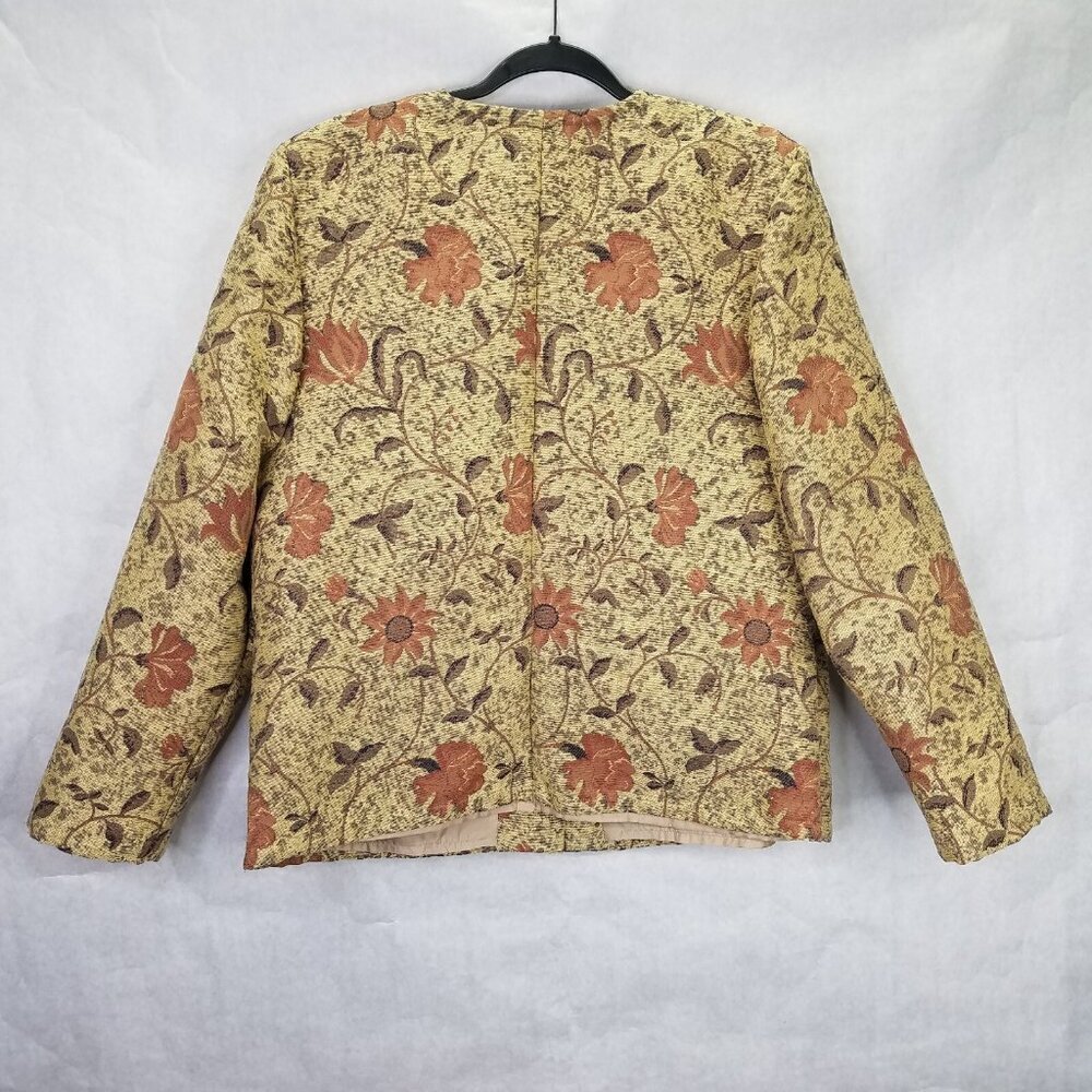 Lambrini Blazer Jacket Women XL Tweed Tapestry Gold Floral Heart Coat Button Vtg - Picture 8 of 16